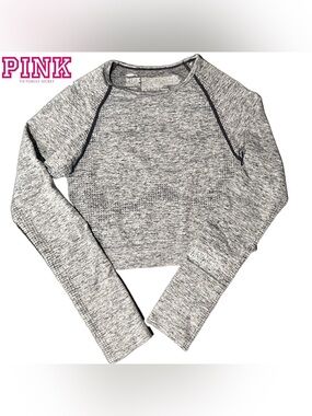 PINK by Victoria's Secret Gray Seamless Crop Long-Sleeve
